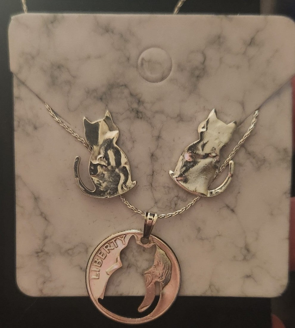 Custom Dime Set Studded Earrings and Necklace