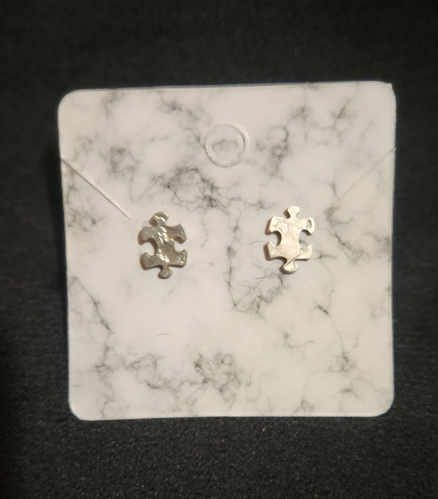 Signature Silver Dime Autism Puzzle Piece Studded Earrings