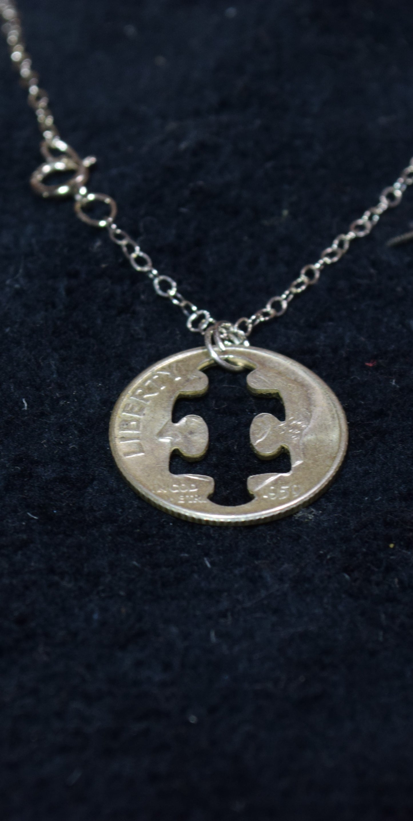 Signature Silver Dime Autism Puzzle or Piece Necklace